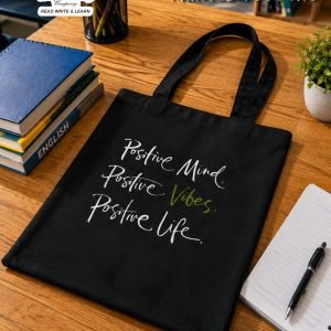 Printed Black Tote Bag